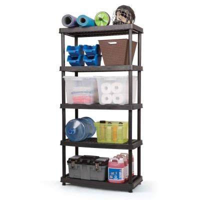 TuffStore 5-tier black plastic storage shelf